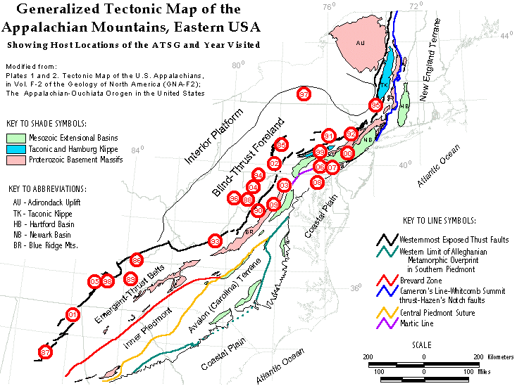 Map of Generalized Appalachian Geology